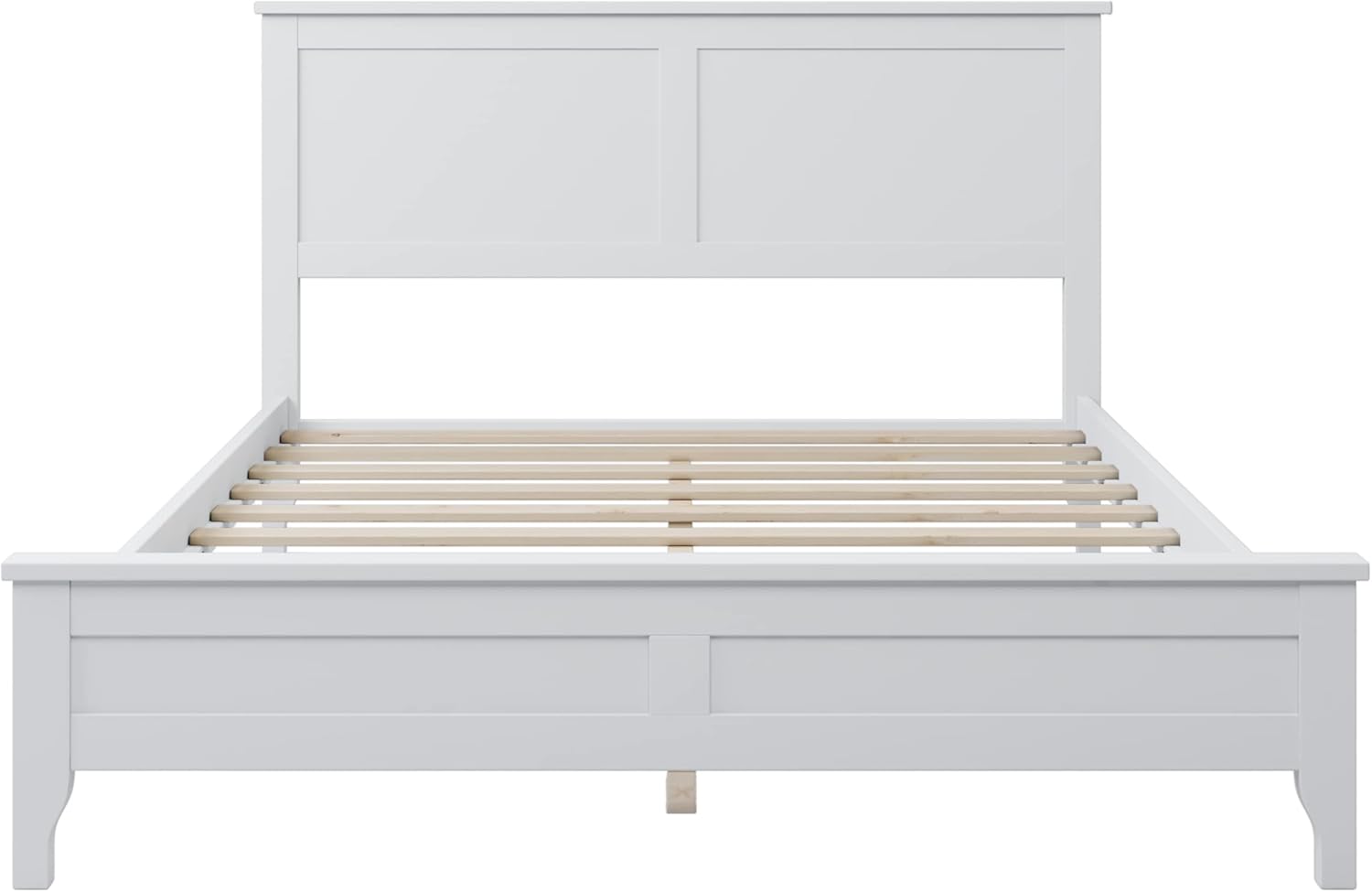 Full Size Platform Bed, Modern Style Wooden Bed Frame Full Wood Platform Beds with Headboard for Bed Room, No Box Spring Needed (White)