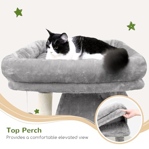 Globlazer Heavy Duty Cat Tree, 70 inch Sturdy Cat Tree for Indoor Cats Extra Large Cat Tower with Scratching Post, Hammock, Cat Condo for Adult Cats Kittens, F70 Pro, Light Grey