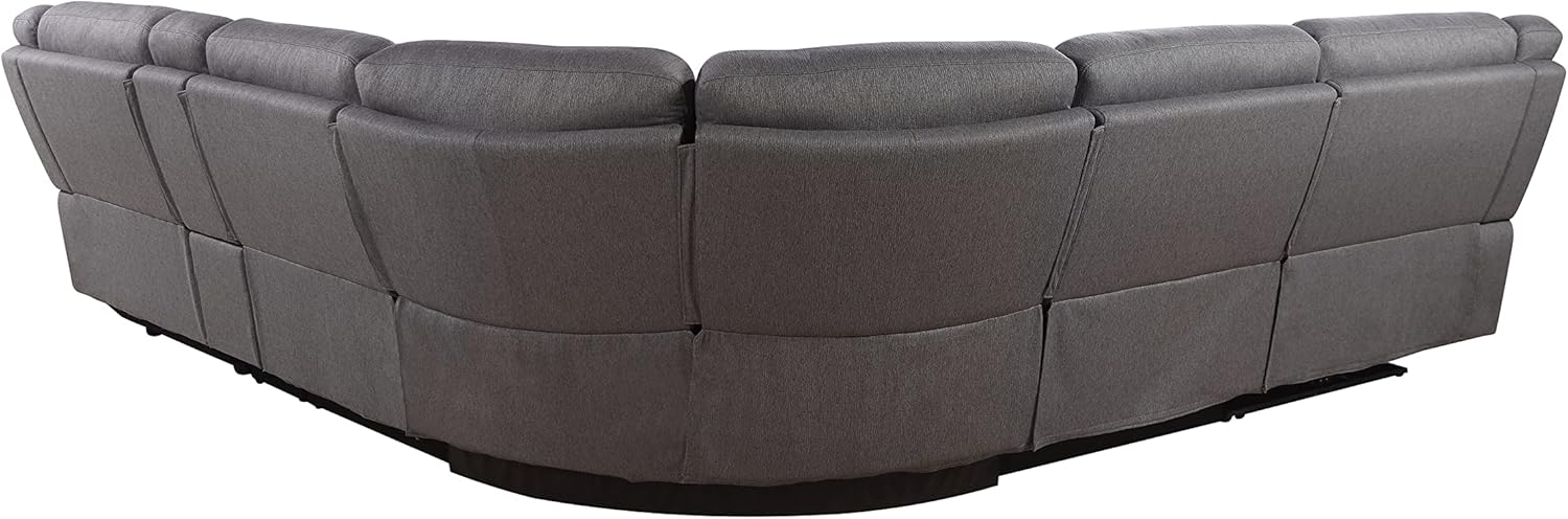 Abbyson Living Fletcher Stain-Resistant Fabric Reclining 6 Piece, Gray Sectional, Large