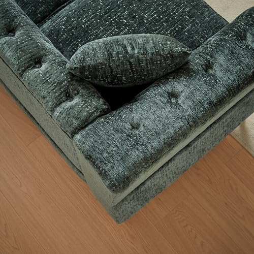 81.5”Chesterfield Sectional Sofa, Chenille Corner Sofa, L-Shaped Sectional Couch, 5-Seater Corner Sofas with 3 Cushions for Living Room, Bedroom, Apartment, Office (Gray)