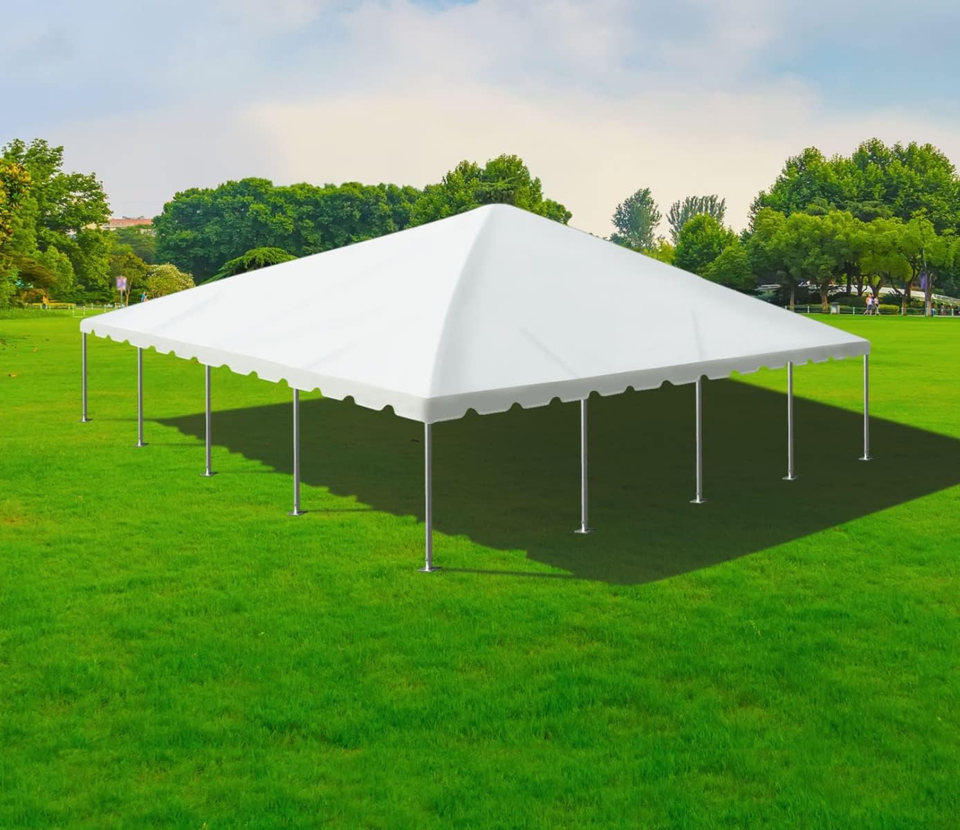 TentandTable 40' x 40' Twin Tube West Coast Frame Canopy Tent, White, Indoor/Outdoor, 133-320 Person, Parties & Vendor Events, Heavy Duty, Waterproof Vinyl Canopy Tents for Commercial, Residential Use