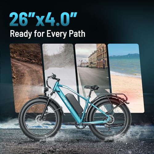 Jasion EB5 MAX Electric Bike for Adults with 1500W Peak Motor, 48V 15Ah (720Wh) Battery Electric Mountain Bike, 26'' x 4'' Fat Tire Ebike, 28+MPH Speed, Cruise Control, with Fenders, Rear Rack