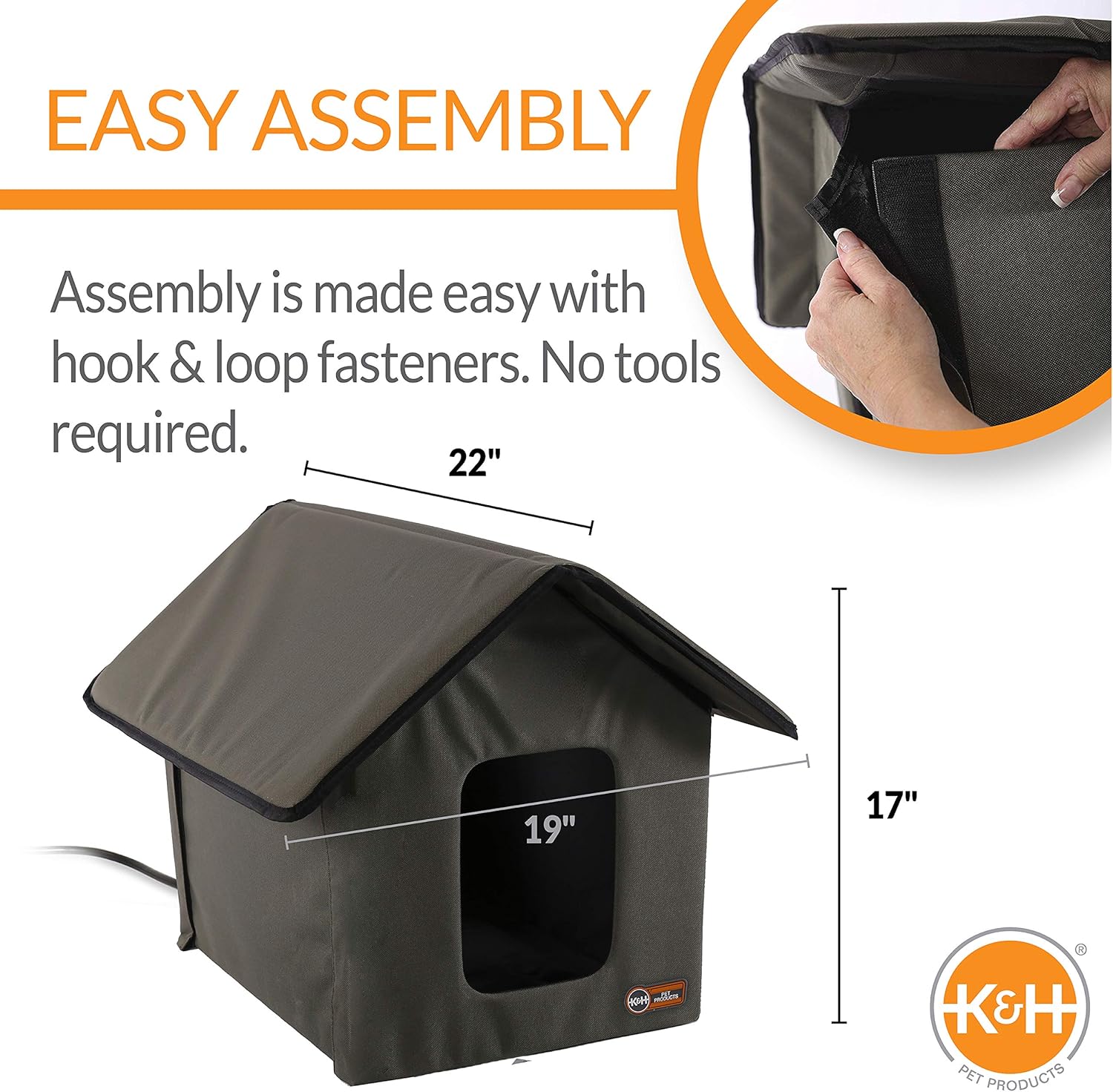 K&H PET PRODUCTS Outdoor Heated Kitty House, Outdoor Dining Room & Heated Thermo-Kitty Café, Olive