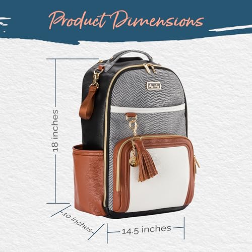 Itzy Ritzy Diaper Bag Backpack – Large Capacity Boss Plus Baby Backpack Diaper Bag Featuring 19 Pockets, Changing Pad, Stroller Clips, and Comfortable Backpack Straps, Black