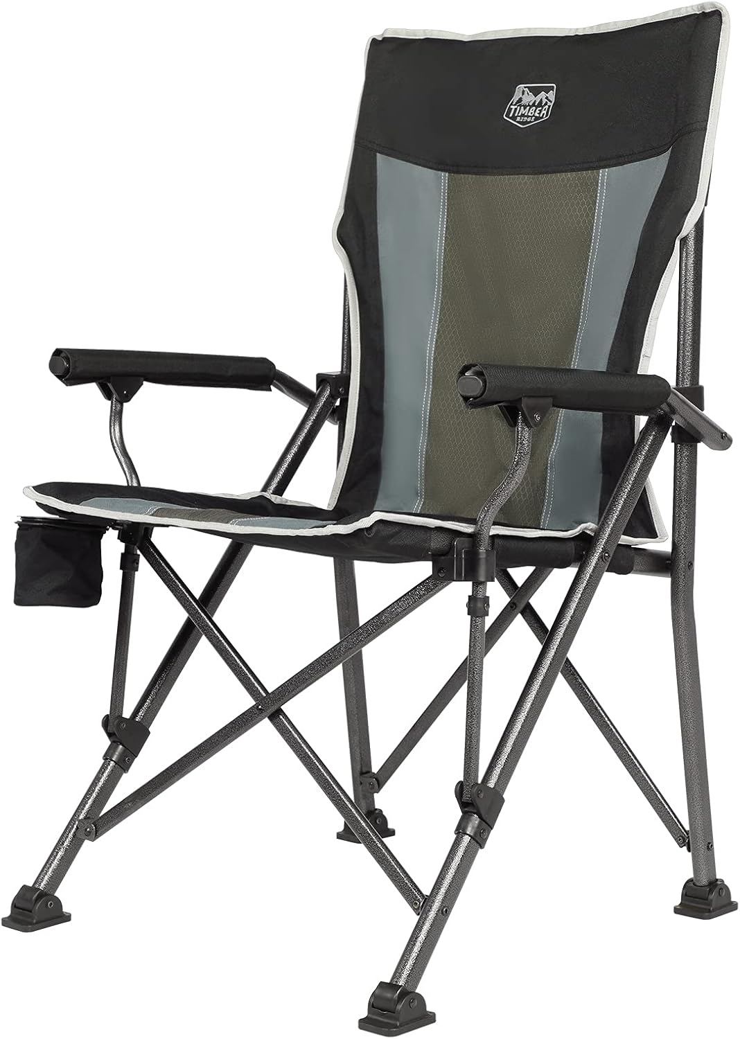 TIMBER RIDGE Aluminum Lightweight Folding Chairs Camping with Hard Armrest, Portable Lawn Chairs with Cup Holder
