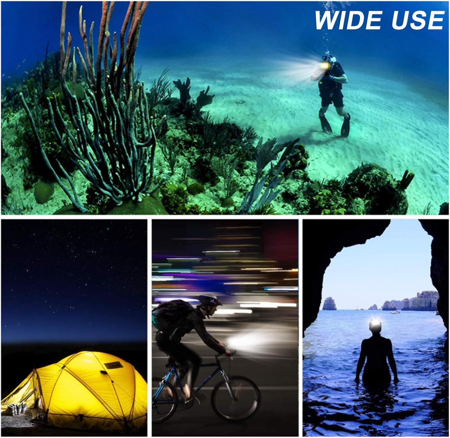 Underwater Lights Dive Light 147ft(45m), HONGDAK Diving Light High Power Dimmable Waterproof LED Video Fill Night Light for Hero 8 7 6 5 5S 4 4S 3+/3/2 SJCAM/Xiaoyi Action Cameras etc.
