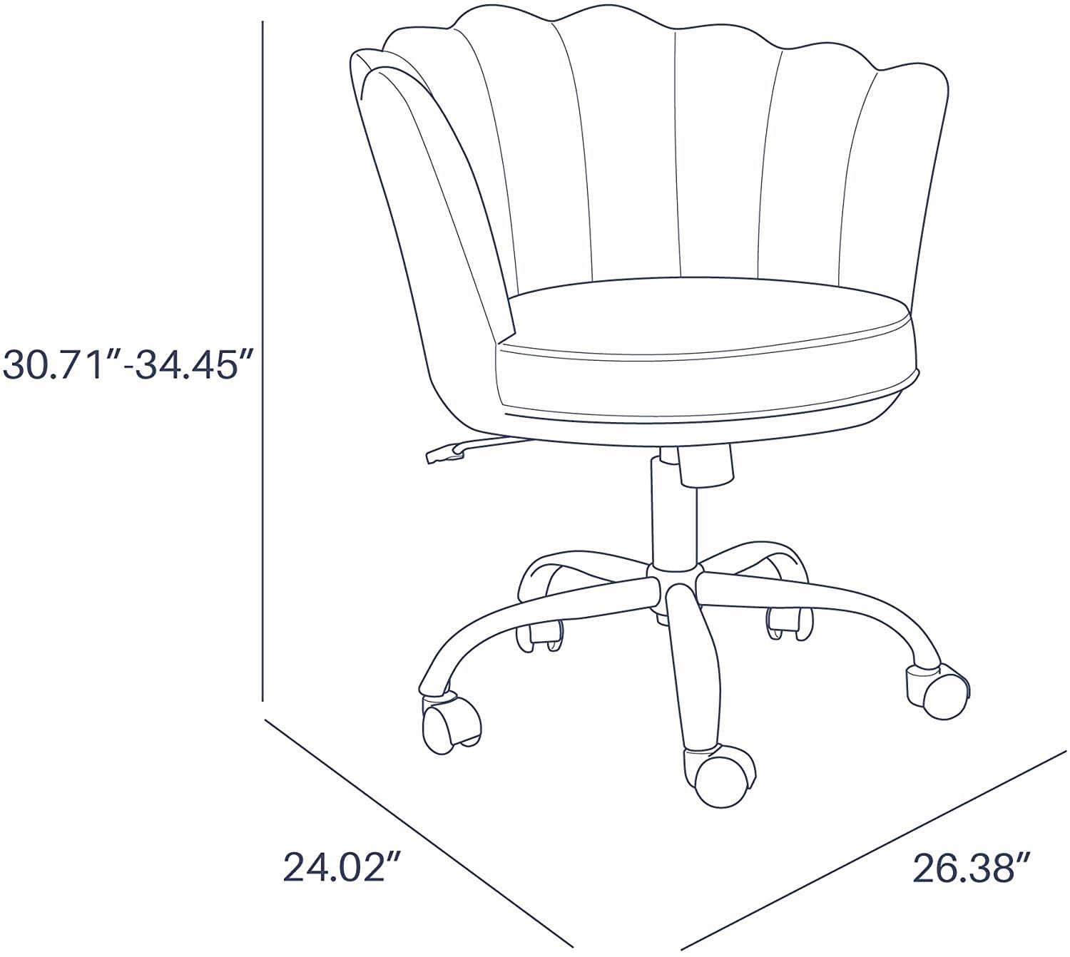 Blue Kaylee Office Chair Upholstered Velvet Seashell Swivel Desk Chair
