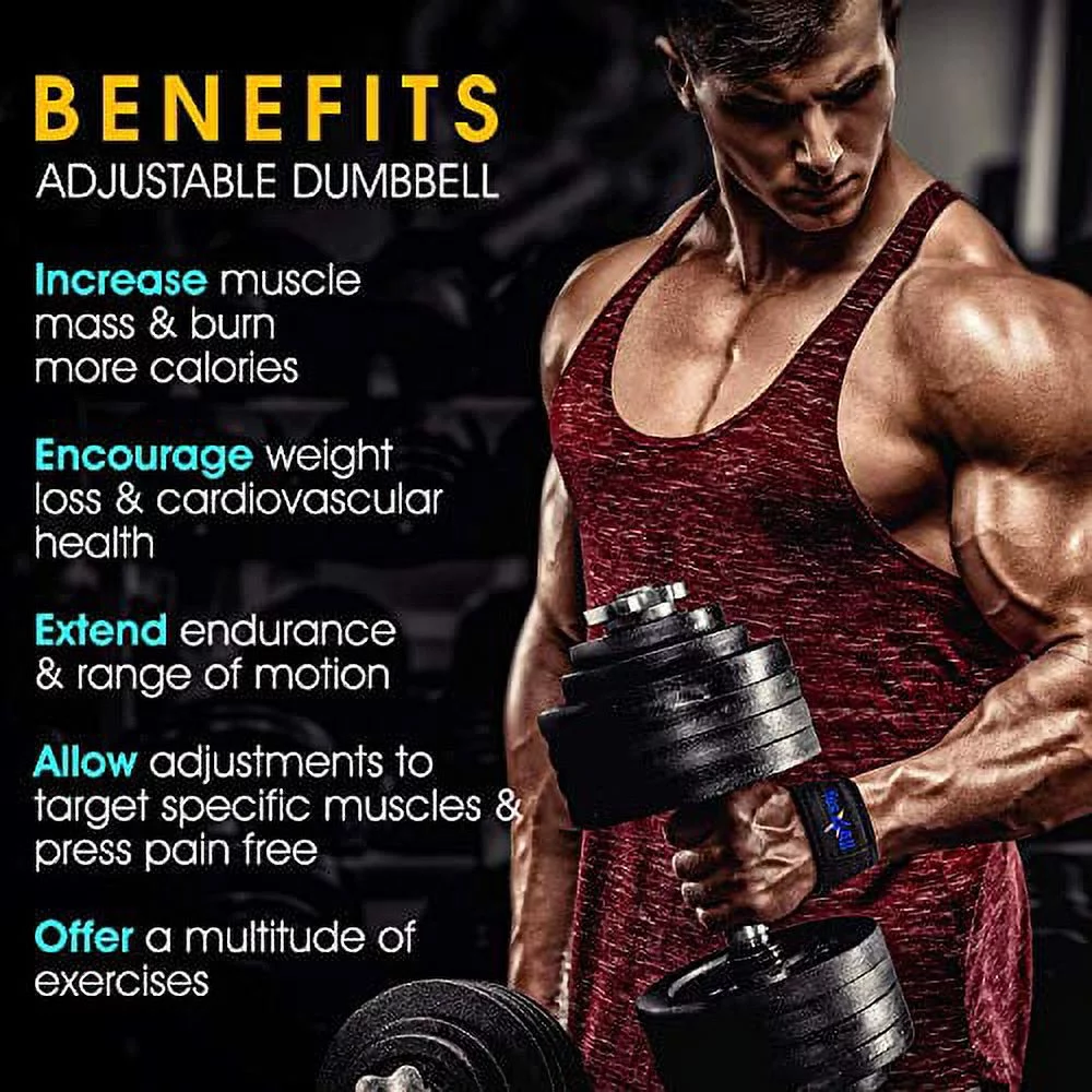 Yes4All 200 lbs Adjustable Dumbbell Weight Set, Cast Iron Dumbbell, Pair