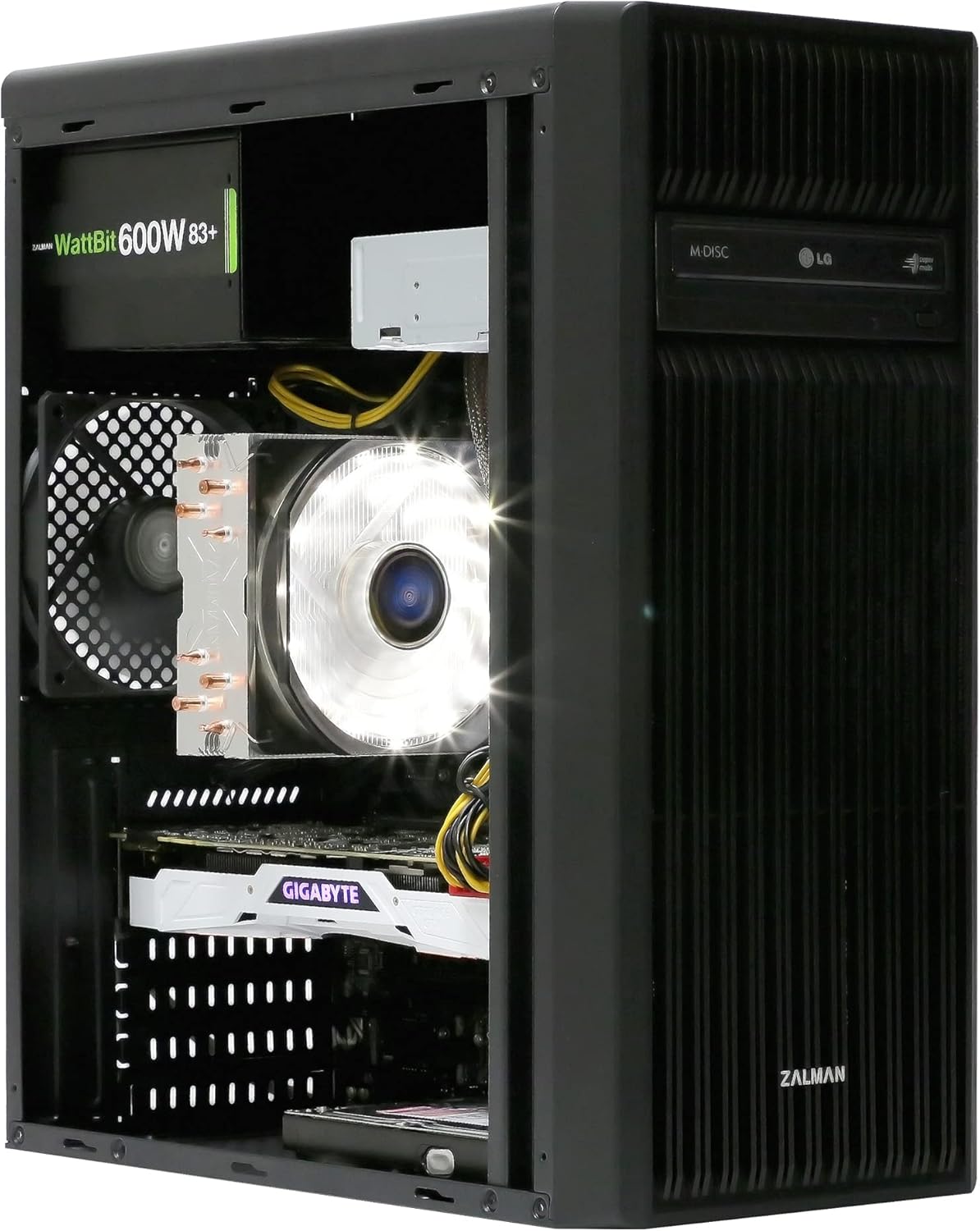 Zalman T6 ATX Mid Tower Computer PC Case, Pre-Installed 120mm Fan, 5.25 ODD, USB 3.0, Patterned Mesh Design, mATX ITX for Gaming Workstation, Black