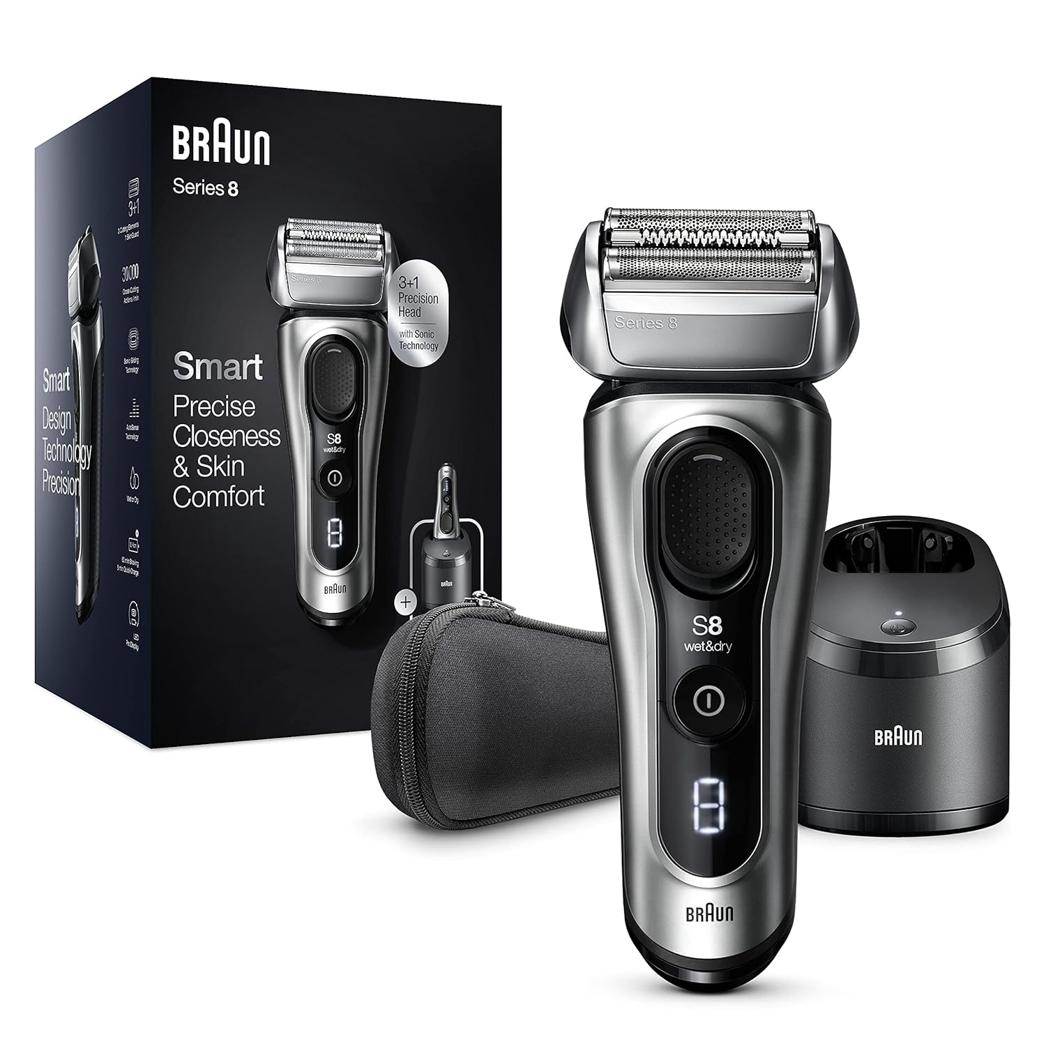 Braun Electric Razor for Men, Series 7 790cc Electric Shaver with Precision Trimmer, Rechargeable, Foil Shaver, Clean & Charge Station and Travel Case