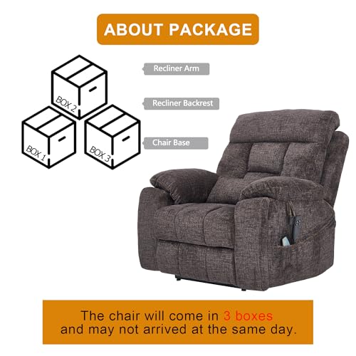 Power Lift Chair Lay Flat Recliner Infinite Position Electric Dual Motor Stand Up Lift Chair with Massage and Heat for Adults,Heavy Duty Recliners with 2 Remote Controls and Two Cup Holders