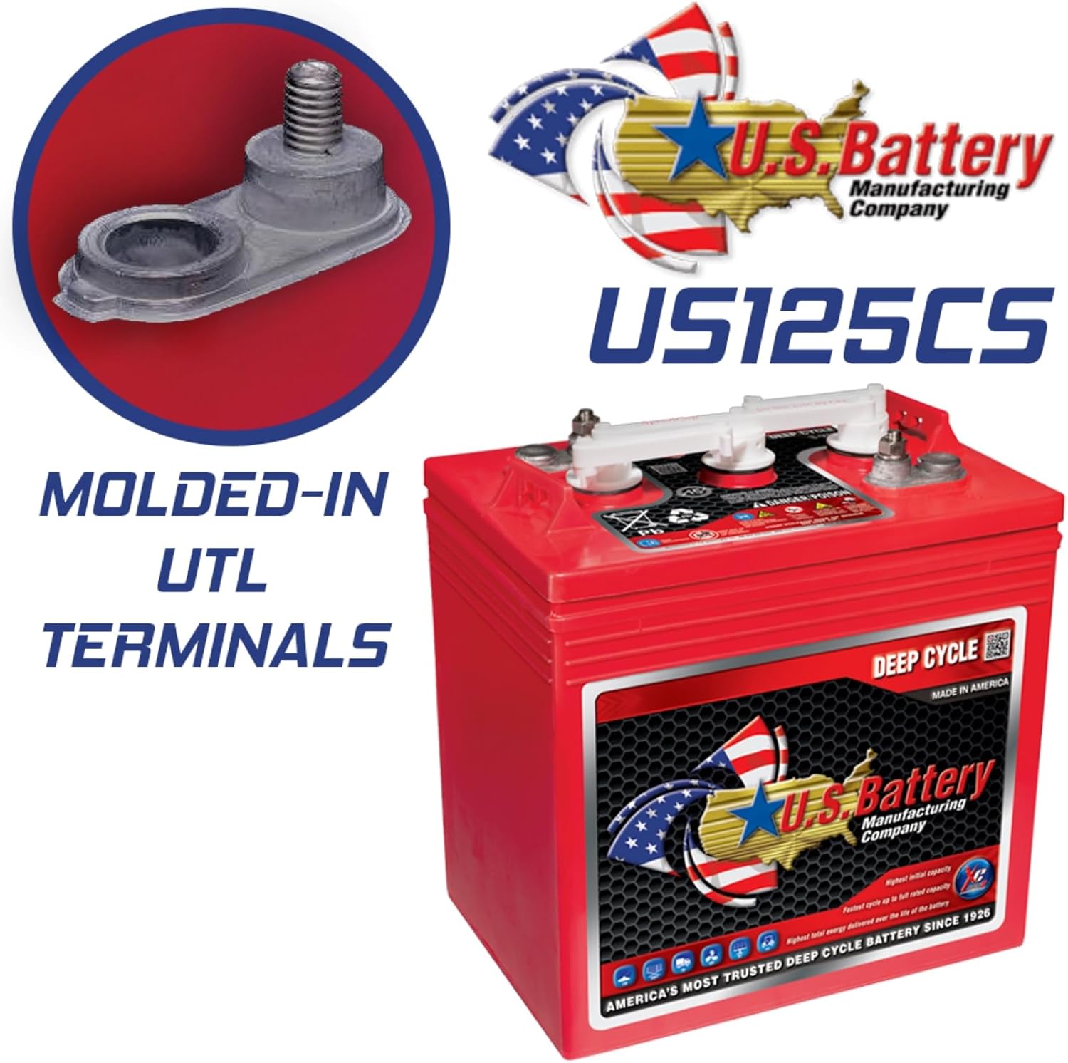 US Battery US125CS T-125 6V 240Ah Flooded Lead Acid GC2 Deep Cycle Battery x 4