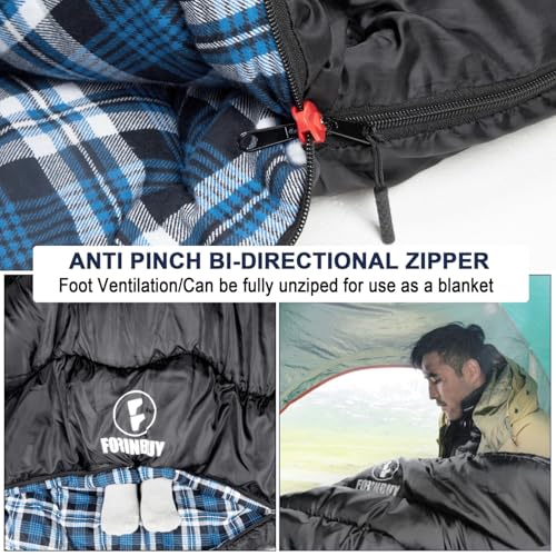 Winter Cotton Flannel Double Sleeping Bag,Queen Size Sleeping Bag for Adults, Cold Weather Waterproof 2 Person Sleeping Bag, Suitable for Couples Family Camping, RV Travel