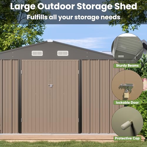 Patiowell 3 x 3 FT Outdoor Storage Shed,Small Garden Tool Storage Shed with Sloping Roof and Single Lockable Door, Outdoor Shed for Backyard Garden Patio Lawn, Grey