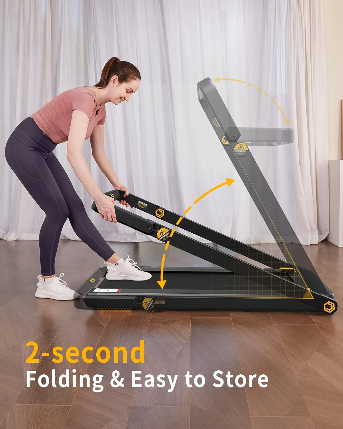 UREVO 3 in 1 Folding Treadmill, Under Desk Treadmill with Removable Desk, 2 Seconds Foldable Treadmill with Remote and LCD Display, Powerful 3HP Install Free Treadmill