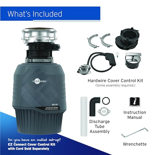 InSinkErator EVO CVR CNTRL Evolution Cover Control 3/4 HP, Advanced Series EZ Connect Batch Feed Food Waste Garbage Disposal, No Size, Gray