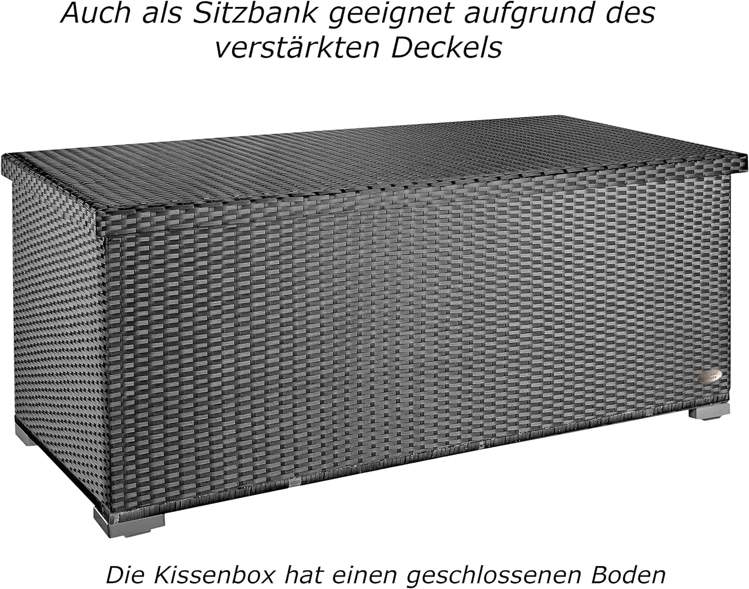 RS Trade 'Sienna' 650L poly-rattan garden cushion box