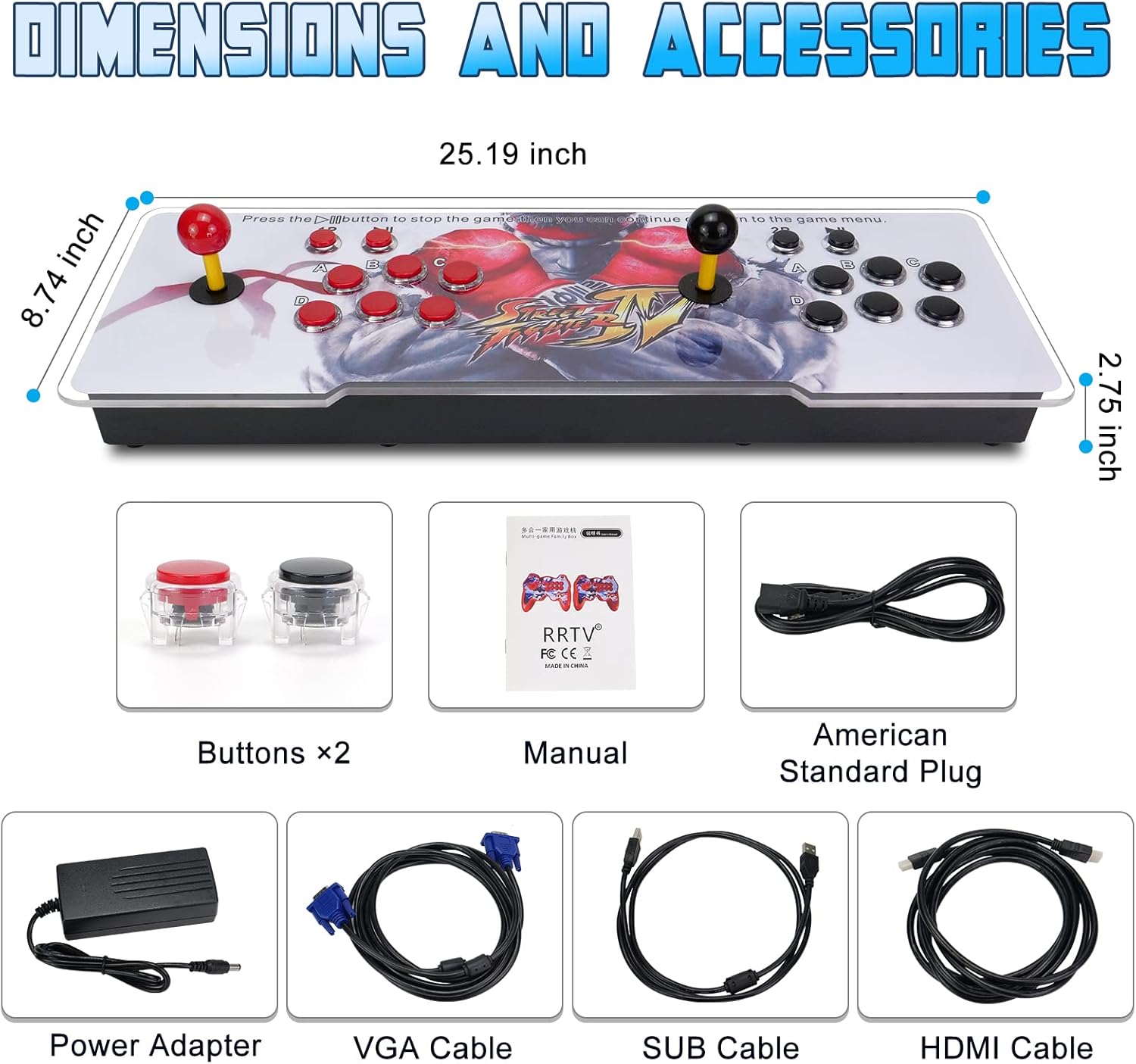 3D Arcade Game Console - 3800 Games Installed, Search Games, Support 50 3D Games, 1280x720P, Favorite List, 4 Players Online Game, 2 Player Game Controls,Rocker Retro (Red and White)