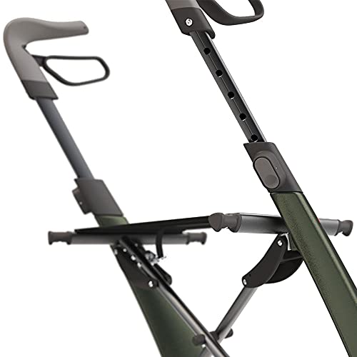 byACRE Carbon Overland/All Terrain Carbon rollator/Big Pneumatic Wheels/Lightweight at only 14.8 lbs/Foldable with seat/Defender Green