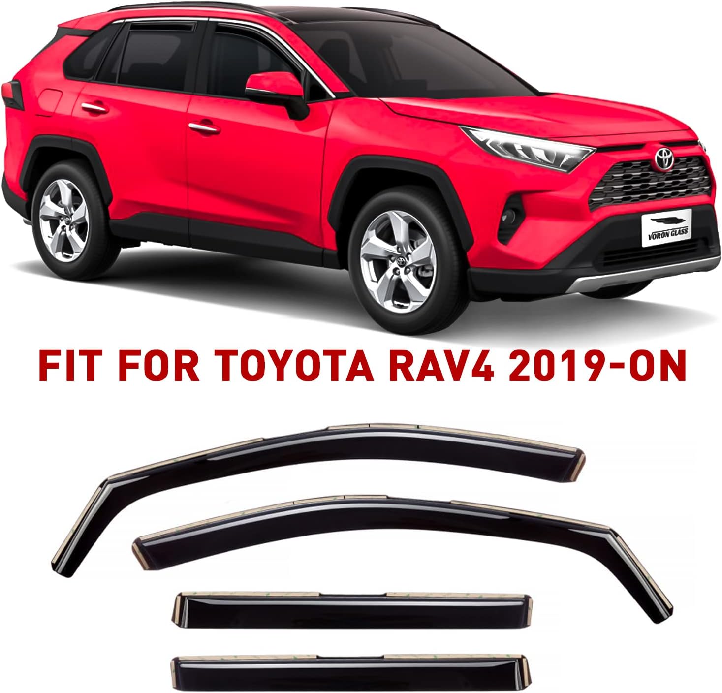 Voron Glass in-Channel Extra Durable Rain Guards for Trucks Toyota Tacoma 2016-2022 Double Cab, Window Deflectors, Vent Window Visors, 4 Pieces - 220056