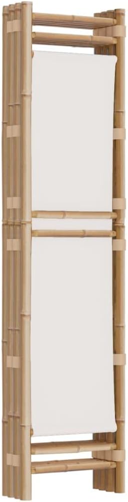 Bedroom Dividers Folding 4-Panel Room Divider 63" Bamboo and Canvas,Bamboo Room Divider for Privacy and Style, Foldable Partition for Any Room, Cream White Bedroom Furniture