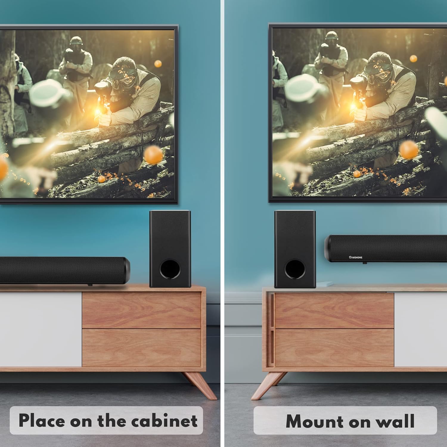 Wohome Sound Bars for TV with Subwoofer, 28-INCH 120W Ultra Slim Surround Soundbar Speakers System with Wireless Bluetooth 5.0 HDMI-ARC Optical RCA USB AUX Input, Works with 4K & HD TVs, Model S99