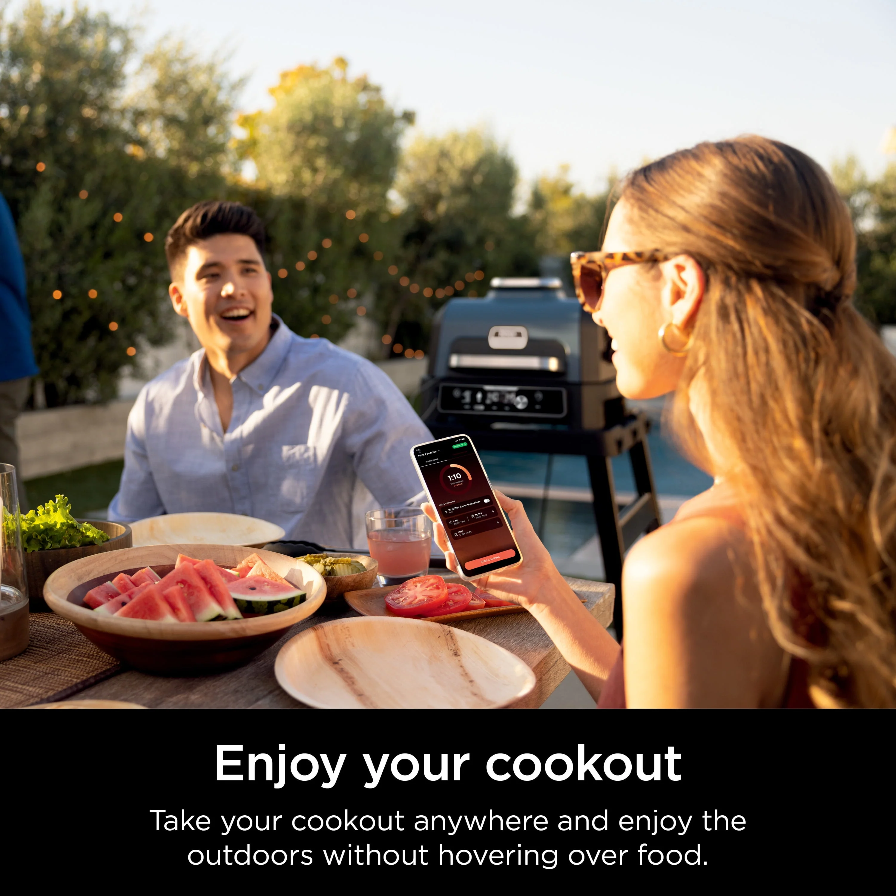Ninja Woodfire ProConnect XL Outdoor 7-in-1 Grill & Smoker, App Enabled, Outdoor Air Fryer, Woodfire Technology, OG900