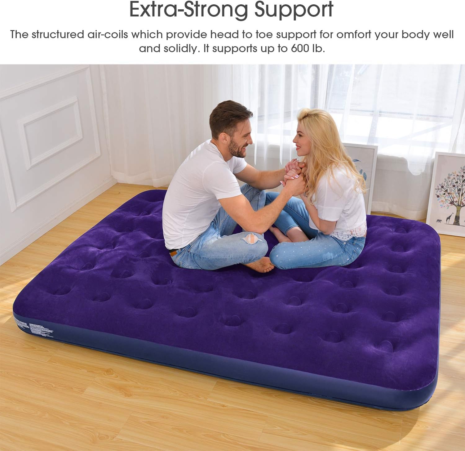 MH Zone Double Sleeping Pad Camping Air Mattress Inflatable Comfort 2 Person Camping Mattress with Air Pump for Hiking, Backpacking, Home