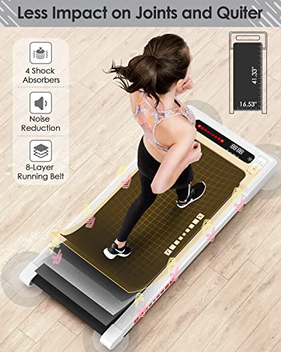 Walking Pad-Under Desk Treadmill-2 in 1 Treadmills for Home-Walking Treadmill with Remote Control, Portable Mini Treadmill 265 lbs Capacity, Bluetooth and LED Display
