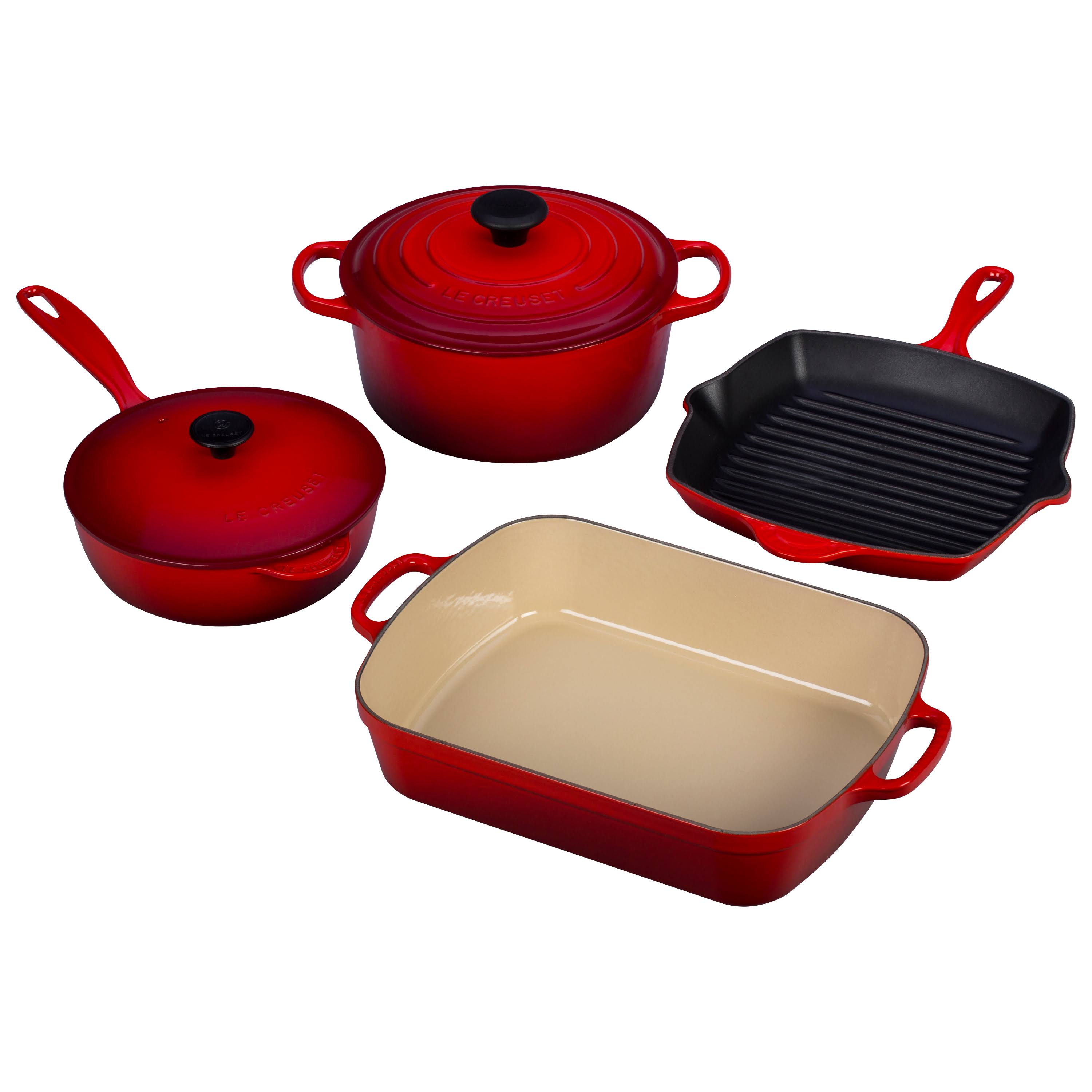 Le Creuset 6-Piece Signature Cast Iron Cookware Set - Cerise