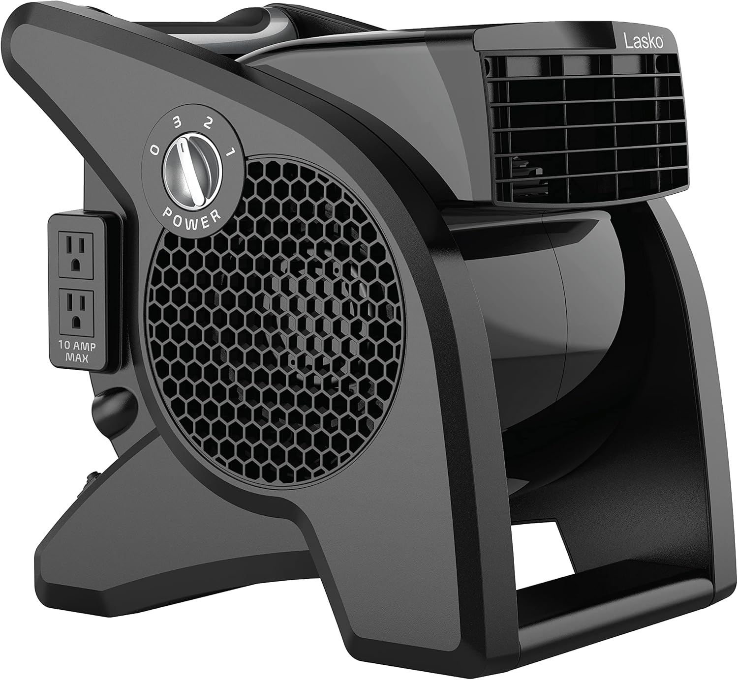 Lasko High Velocity Pivoting Blower Fans for Cooling, Ventilating and Drying, 2 AC Outlets, Circuit Breaker, 3 Speeds, Black