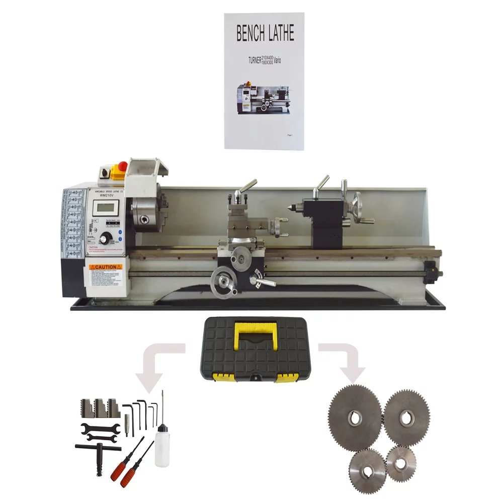 INTBUYING 8"x 24" Precision Metal Lathe Metric Thread Bench Lathe Wood Lathe Brushless Motor - Curated Treasures Market