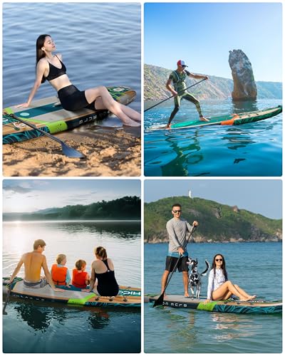 11'6''×34"×6" Extra Wide Inflatable Paddle Board, Stand Up Paddle Board, Sup Board with 3 Removable Fins, 10L Waterproof Bag, 16 D-Rings, Backpack, Hand Pump, Floating Paddle, Safety Leash