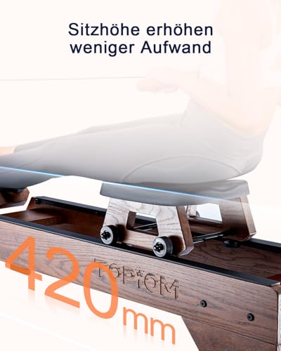 Water Rowing Machine for Home Use, Oak Wood Rower Machine with Dedicated Monitor & Bluetooth App, Upgraded Handle, Adjustable Footpad, Tablet Holder Water Rowing Machine