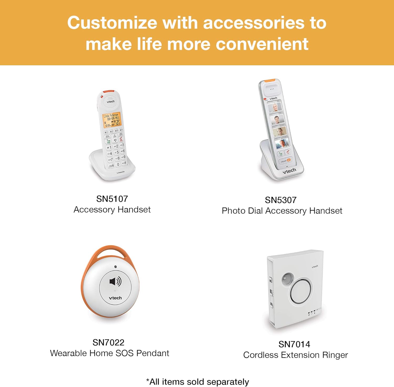 VTech SN5147 Amplified Corded/Cordless Senior Phone with Answering Machine, Call Blocking, 90dB Extra-loud Visual Ringer, One-touch Audio Assist on Handset up to 50dB, Big Buttons and Large Display