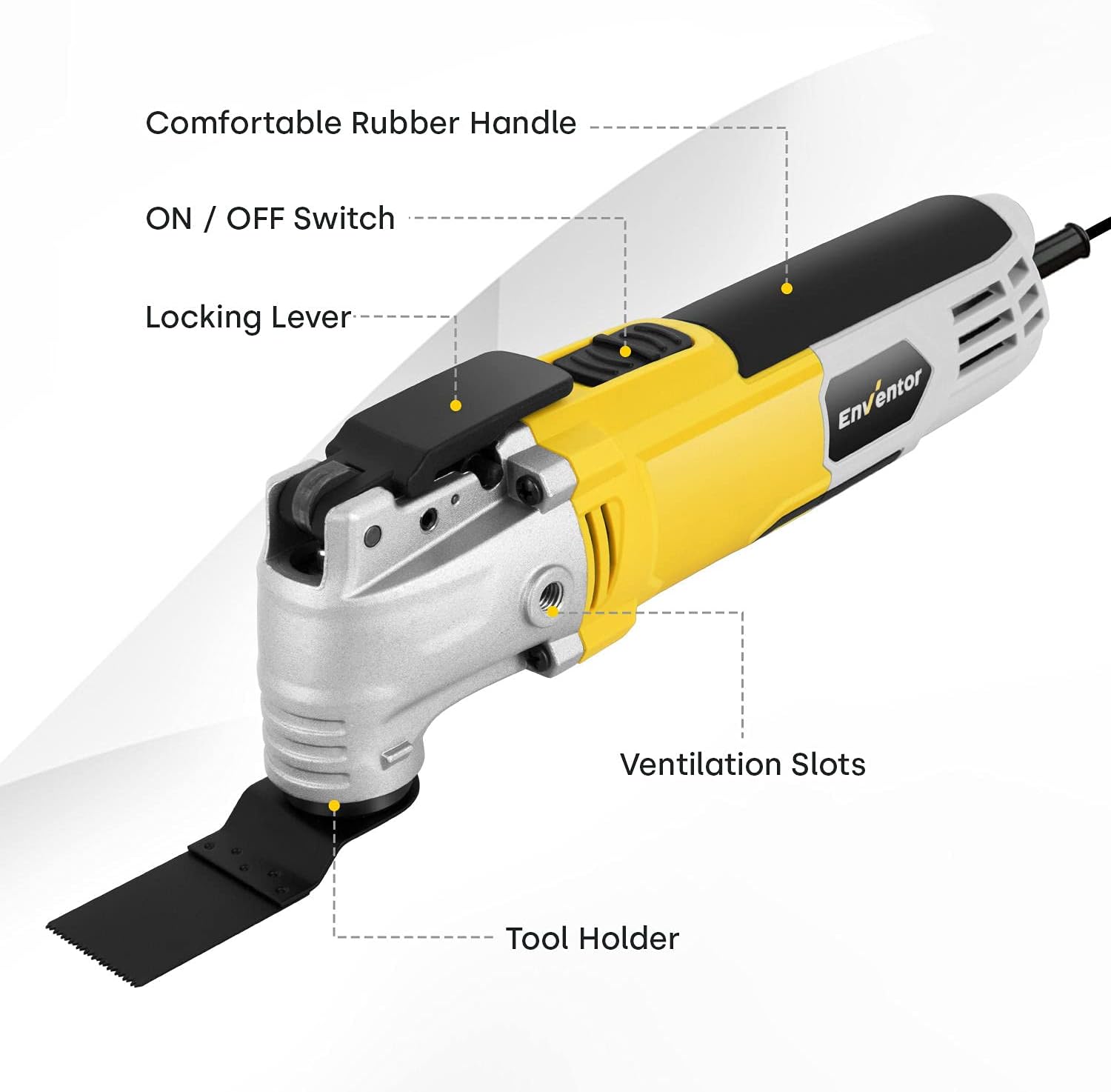 Oscillating Tool, ENVENTOR 2.5-Amp Oscillating Multitool With 6 Variable Speeds & 3&deg; Oscillating Angle and 28pcs Oscillating Saw Accessories and Carrying Bag