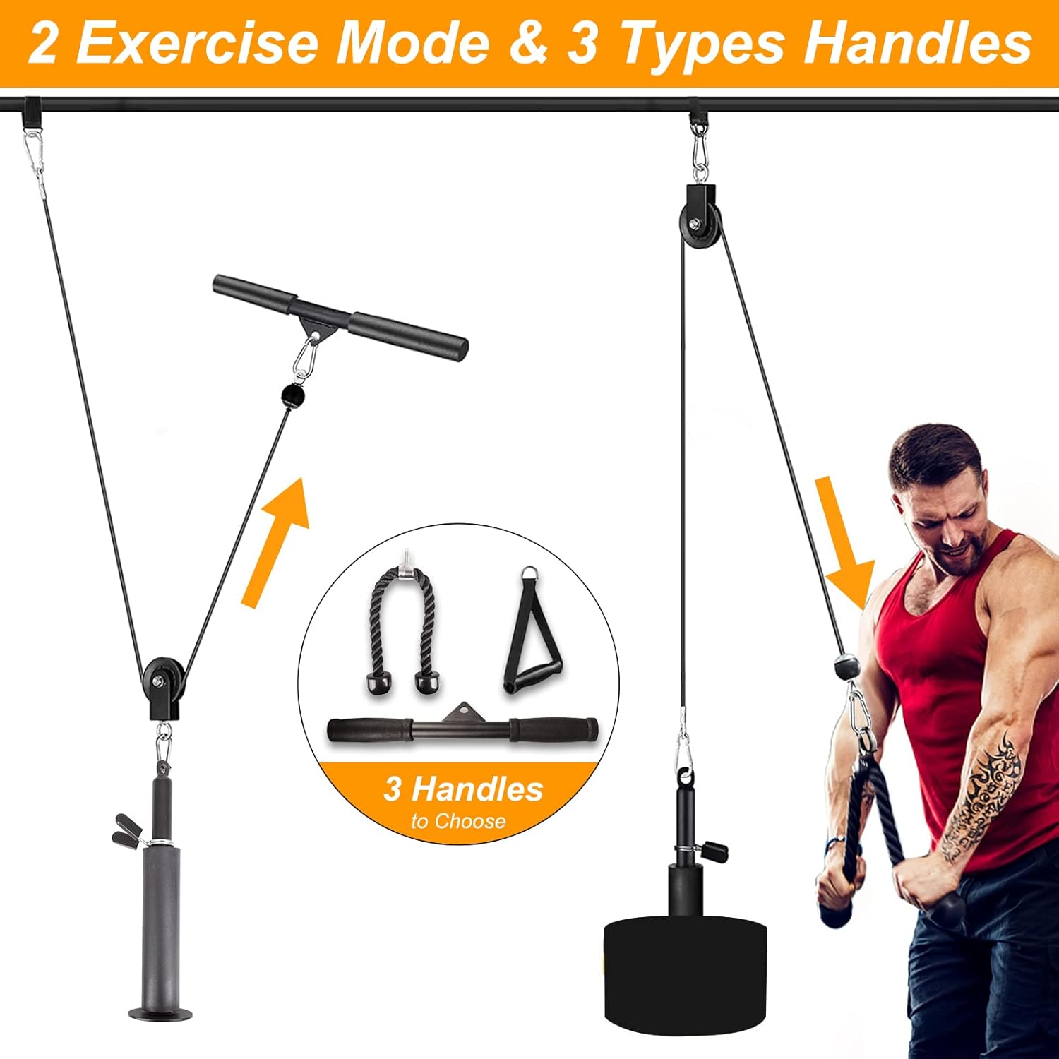 Weight Cable Pulley System Gym Upgraded Cable Pulley Attachments for Gym LAT Pull Down, Biceps Curl, Arm Workouts, Triceps Exercise Home Gym Equipment, Weight Pulley System Home Gym Add On Equipment Pack of 2