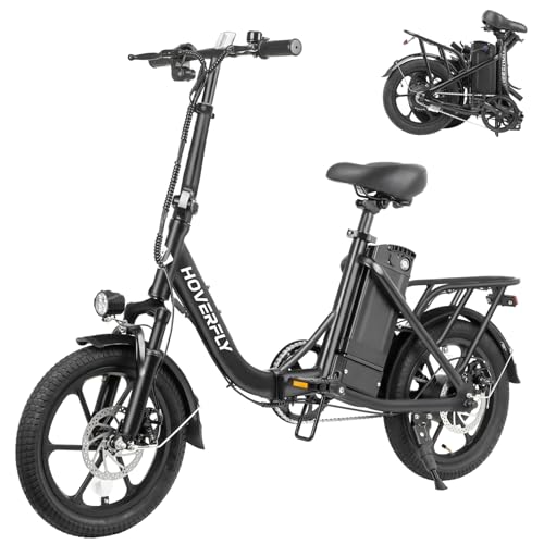 HOVERFLY H3 16" Electric Bike, Max 28Miles Range(Pedal-Assist) Folding E-Bike with Removable Battery, Front Suspension and Commuter Electric Bicycle Adults