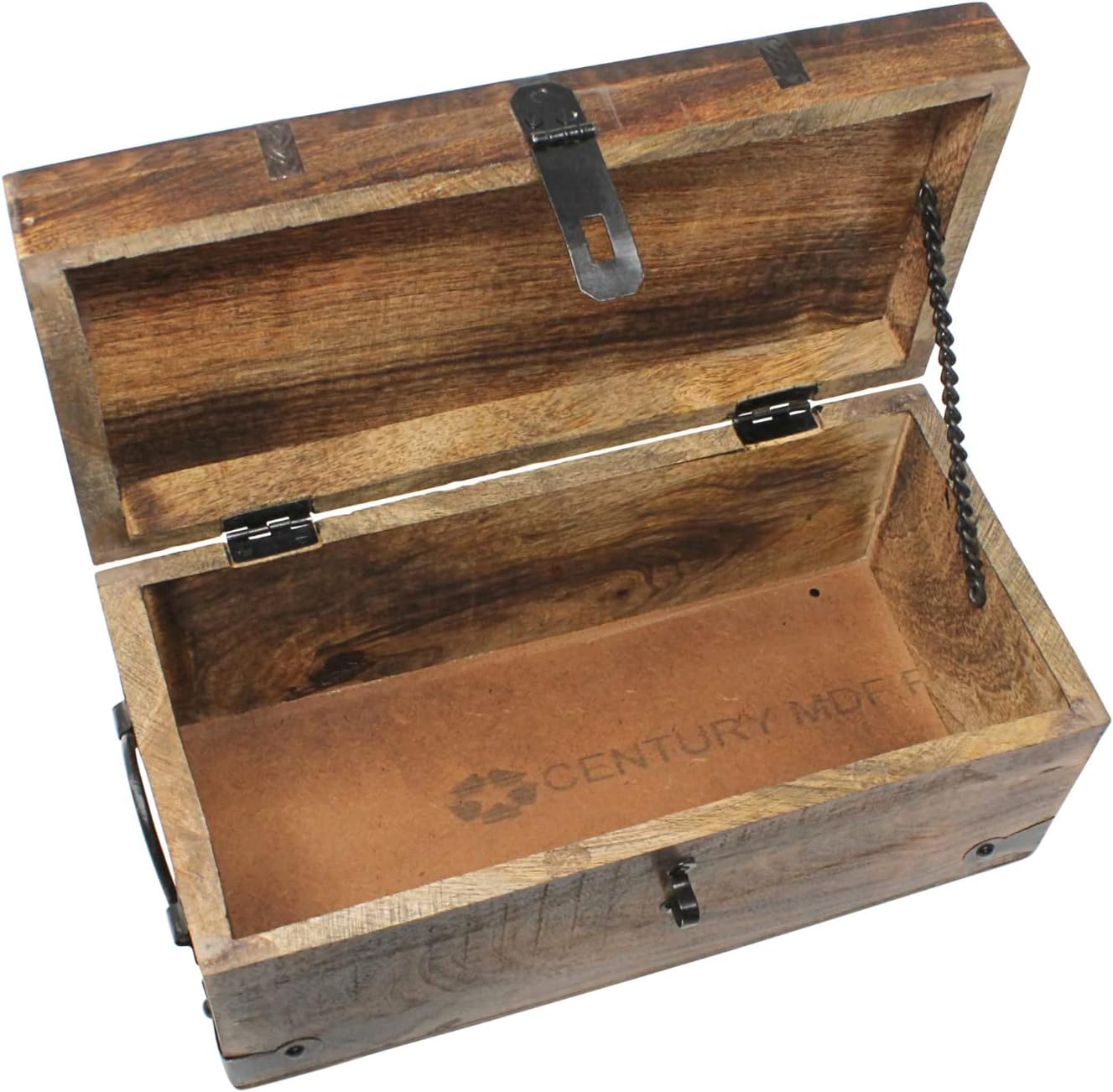Nautical Cove Treasure Chest Wooden Box with Antique Iron Lock and Skeleton Key - Storage and Decor (Medium 12.25 x 6 x 5.5) Pack of 2