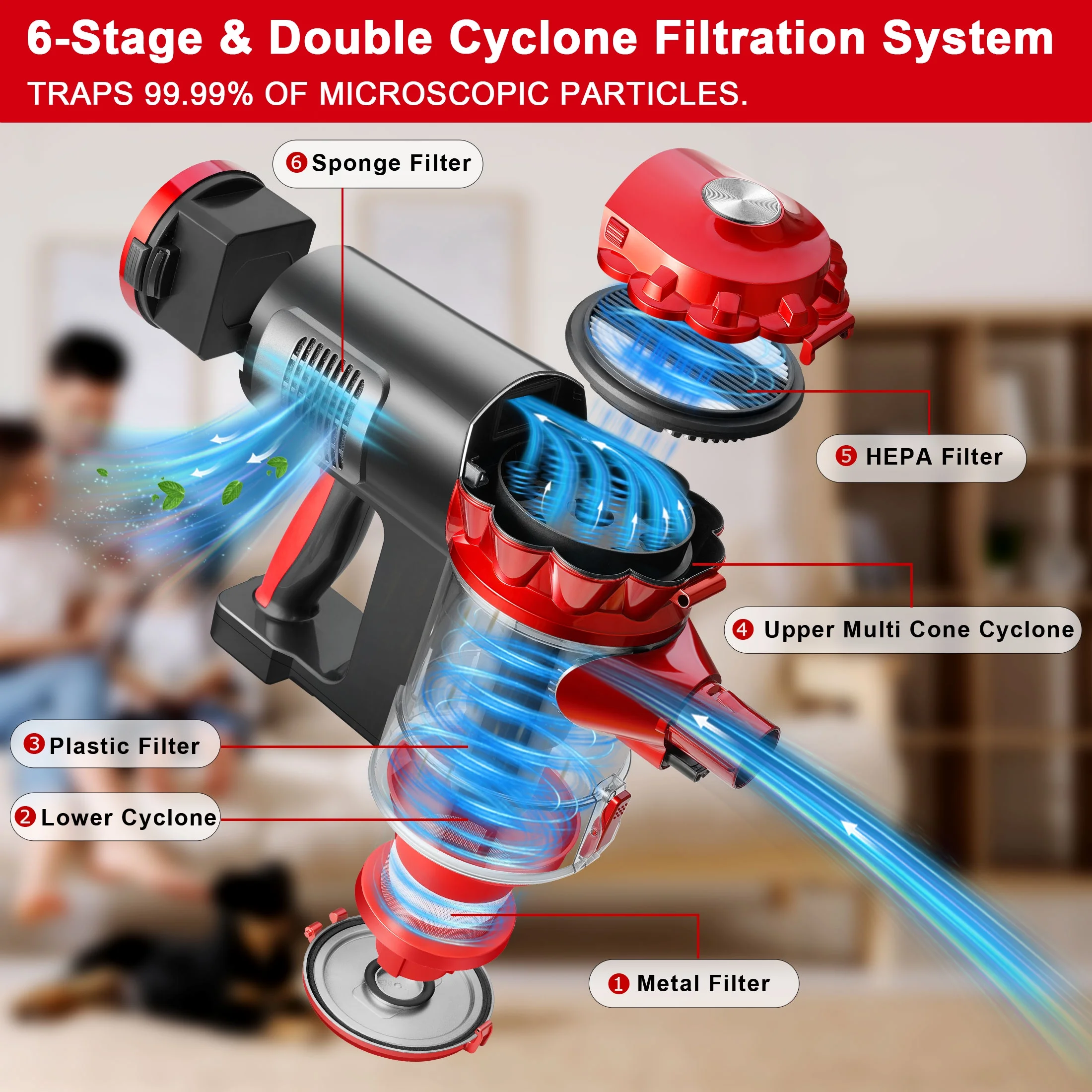 elezon Cordless Vacuum A200, Powerful Bagless Lightweight Stick Handheld Vacuum Cleaner - New