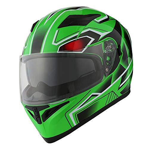 1Storm Motorcycle Full Face Dual Visor Helmet Bundle with Spoiler and Motorcycle Bluetooth Headset: HJK316 Matt Black