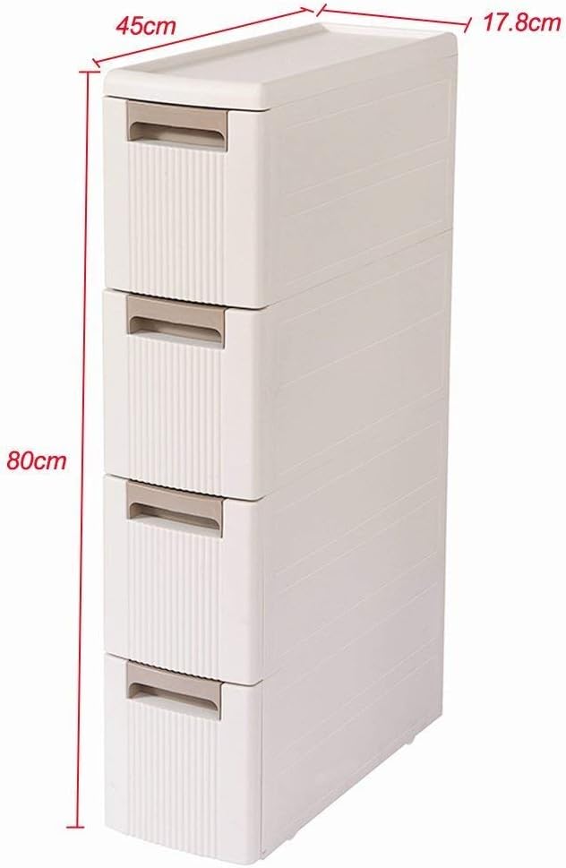 Feibrand 5 Storage Drawers Rolling Cart Organizer Plastic Drawers Unit on Wheels Tower Narrow Slim Container Cabinet for Bathroom Bedroom 17.7 x 7 x 38.8 Inches