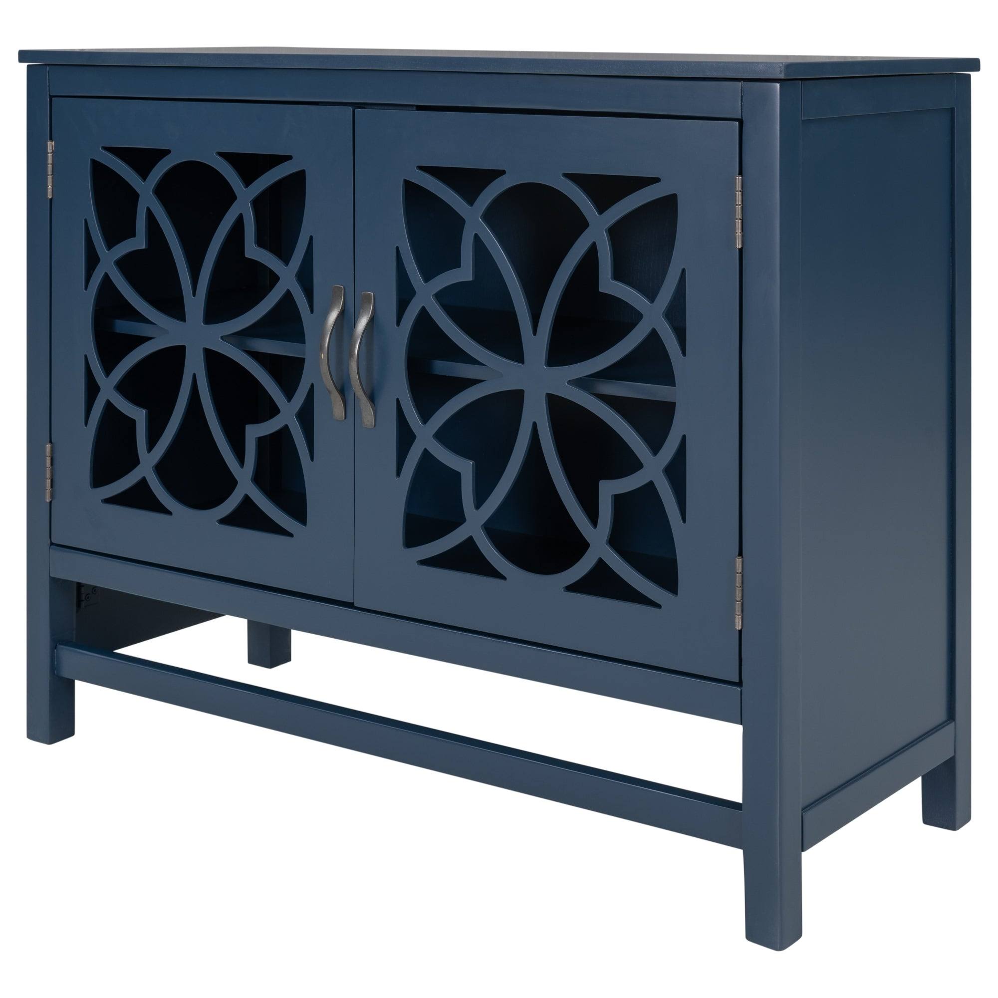 Wood Accent Buffet Sideboard Storage Cabinet with Doors u0026 Shelf, Navy - Navy Blue
