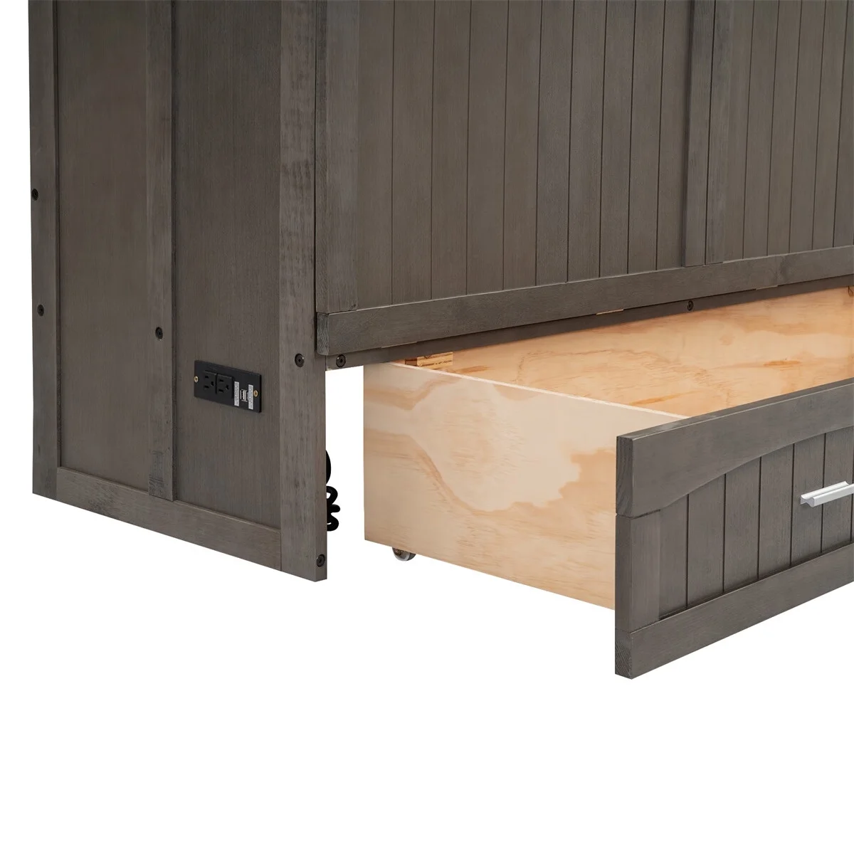 VIRUBI Queen Size Murphy Bed with Built-In Charging Station