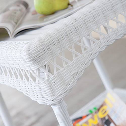 Coral Coast Casco Bay Resin Wicker Side Table, White