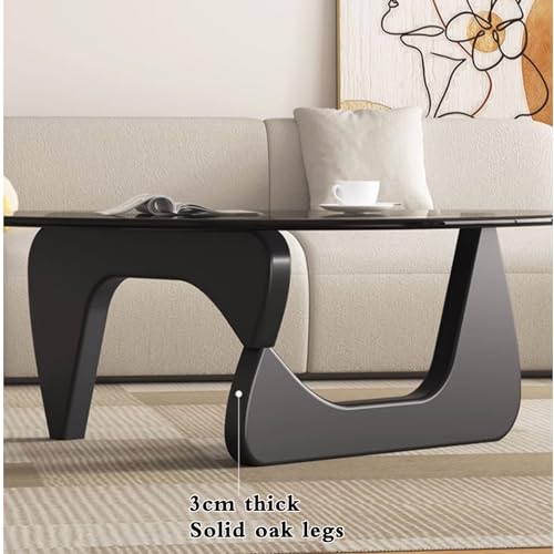 Glass Coffee Table for Living Room，Mid-Century Modern Centre Table with Solid Wood Frame，Living Room Furniture Small Triangle End Table，for Study Room Office Hotel Balcony (Color : Transparent+Black
