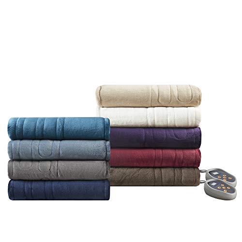Beautyrest Heated Blanket, Eletric Blanket, Soft, Warm, Reversible Plush - Sherpa Heating Blanket with 20 Heat Settings, 1-10 hrs Timer Auto Shut Off, Machine Washable, King (90 inx100 in), Tan
