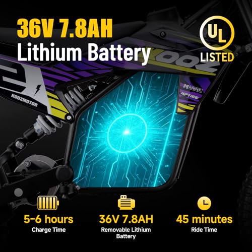 KOOZ HP112E 36V 1000W Electric Dirt Bike for Kids, 3 Speed Modes Teen Electric Motorcycle Up to 18 MPH & 15 Miles Long-Range, Dual Suspension & Disc Brake, 16" Sturdy Tire for Kids Teenagers, Orange