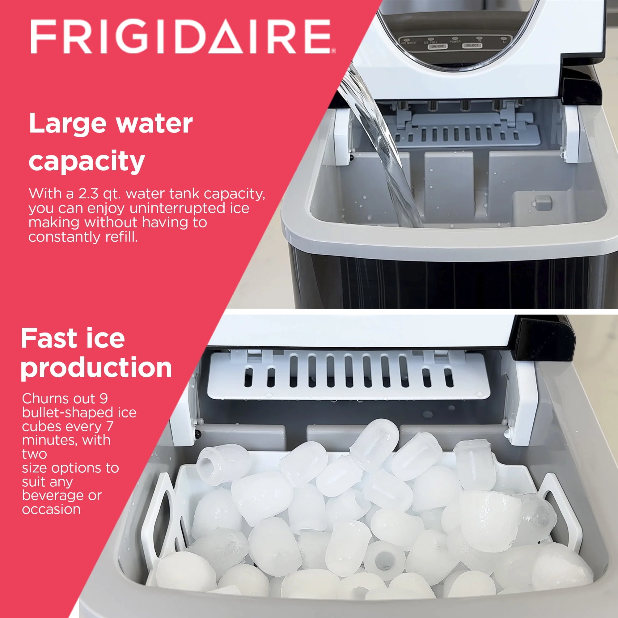 Frigidaire 26 lb. Countertop Ice Maker (Ice Nuggets) EFIC117-SS, Black Stainless Steel