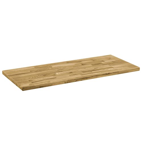 Table Top Solid Oak Wood Rectangular 1.7" 55.1"x23.6",Rustic Wooden Table Top for Dining or Coffee Table, Solid Oak Wood, Lacquered and Sanded, Naturally-derived Wood Color (55.1" x 23.6" x 7")